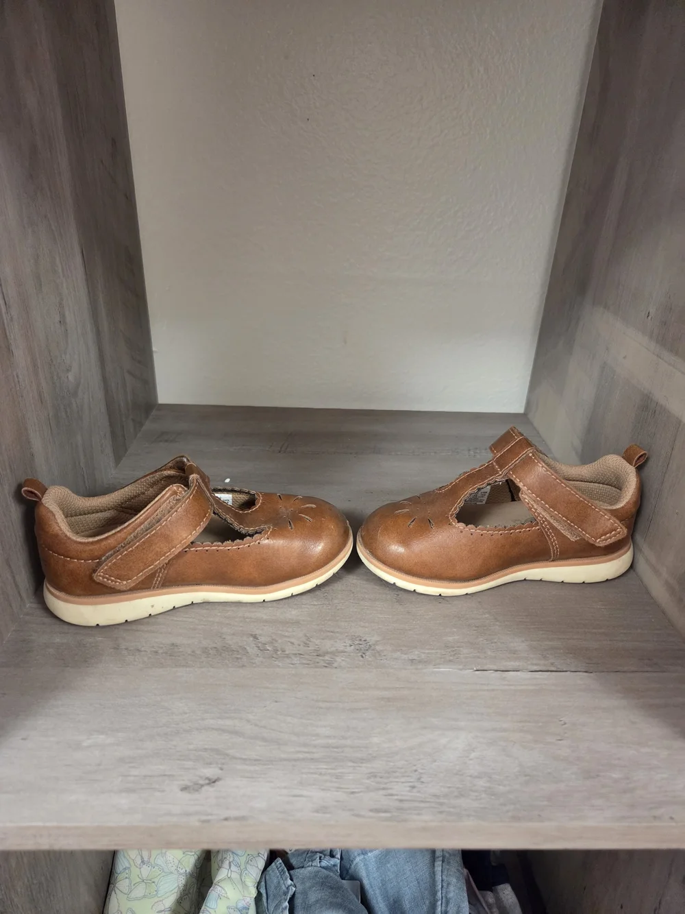 Stride Rite Toddler Tan Leather T-Strap Mary Janes